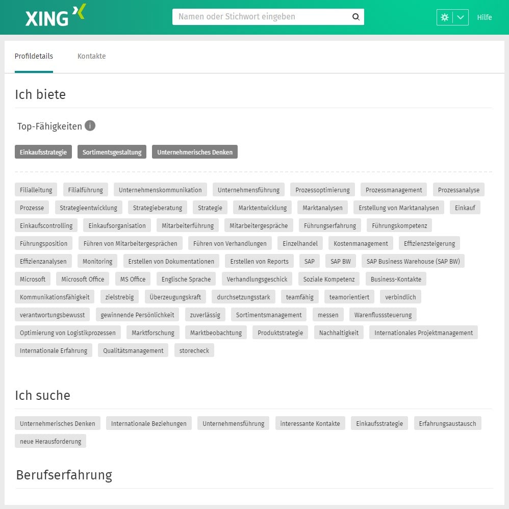 Xing Profil richtig gestalten
