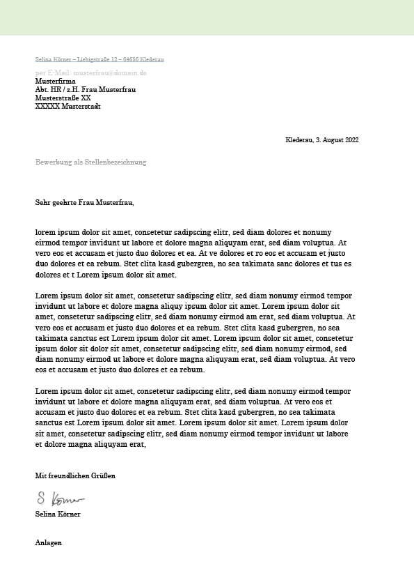 Bewerbungsschreiben Vorlage Selina Körner Seite 1 Bewerbungsschreiben Vorlage Selina Körner Seite 1